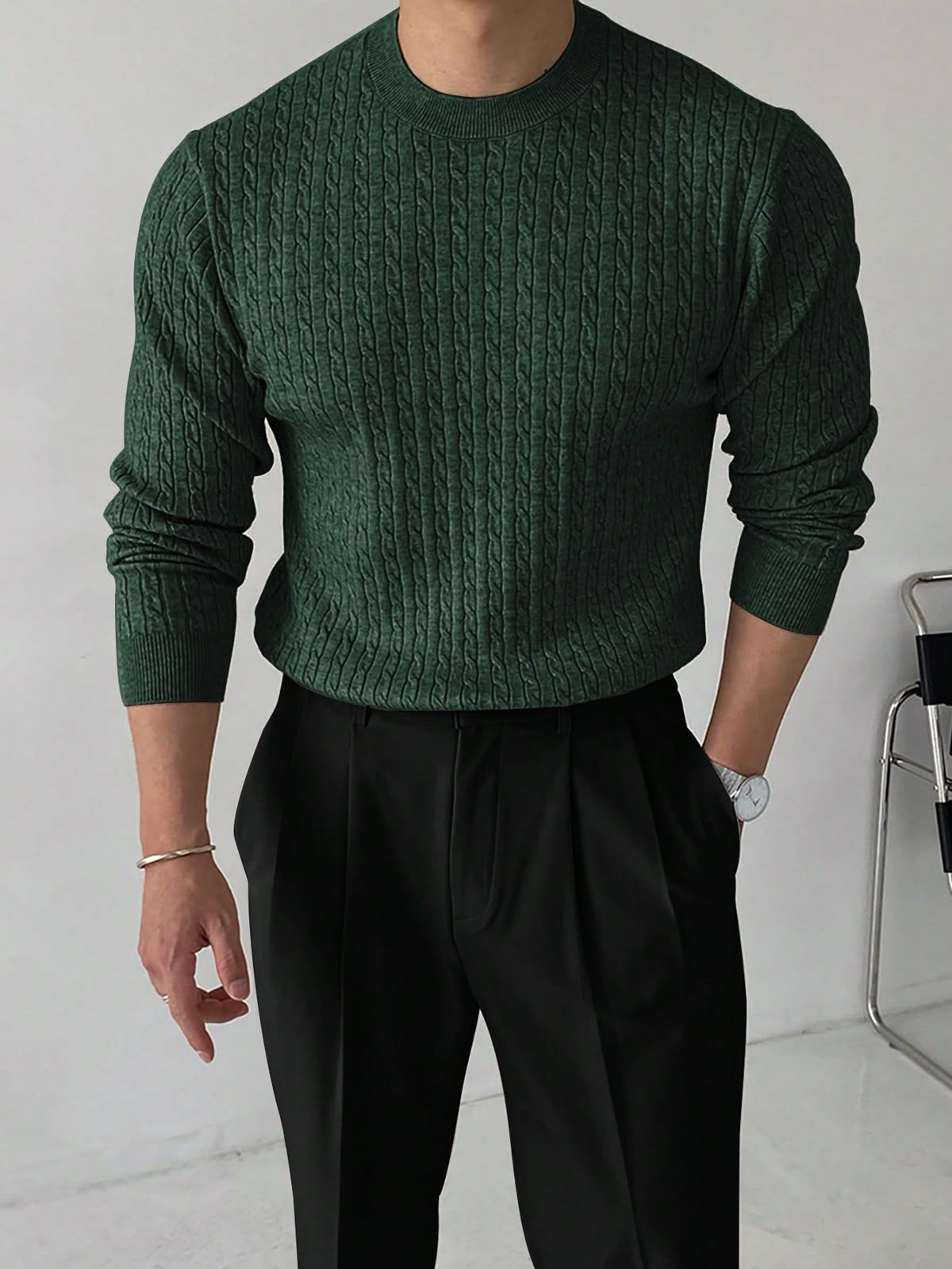 David | Suéter De Cuello Redondo Trenzado