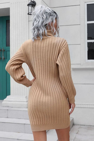 Ivana | Ivy Vestido De Punto Con Cuello Alto Y Cinturón – Karol Firenze