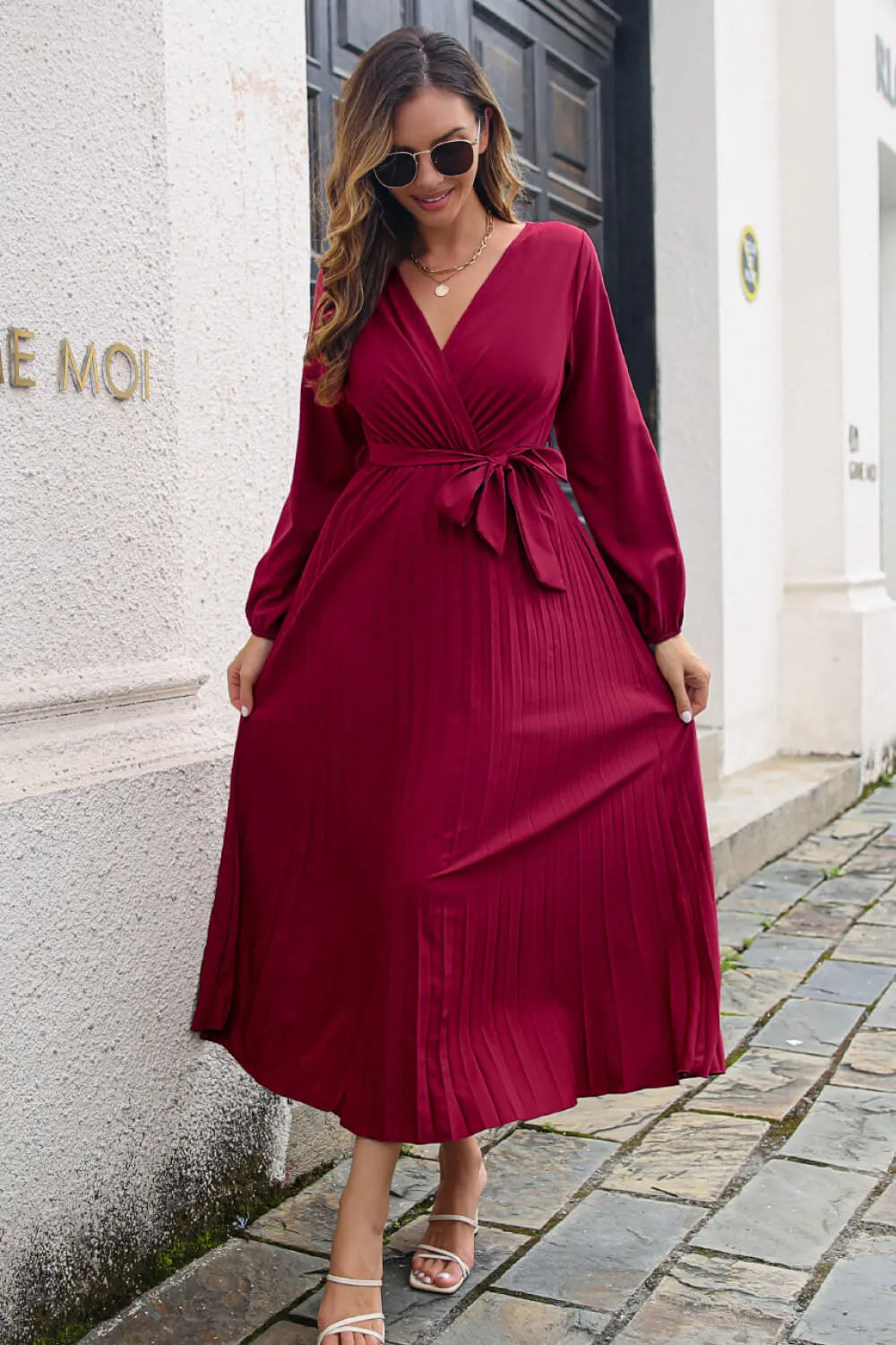 Patricia | Aurelia Vestido Maxi Plisado Con Cinta En La Cintura Karol Firenze