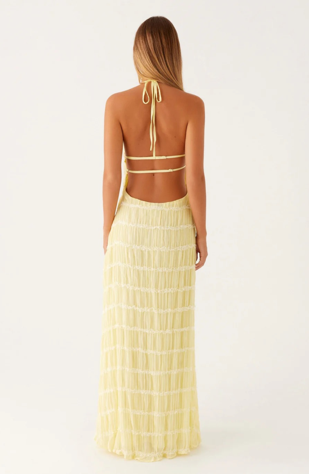 Stella | Cariselle Vestido Maxi Texturizado Con Atadura En El Cuello Karol Firenze