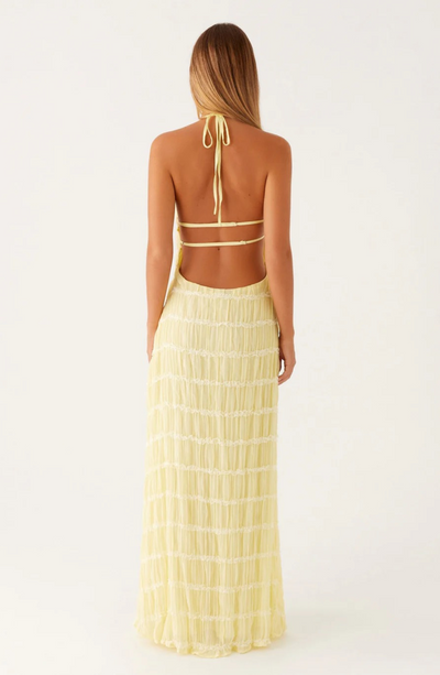 Stella | Cariselle Vestido Maxi Texturizado Con Atadura En El Cuello Karol Firenze