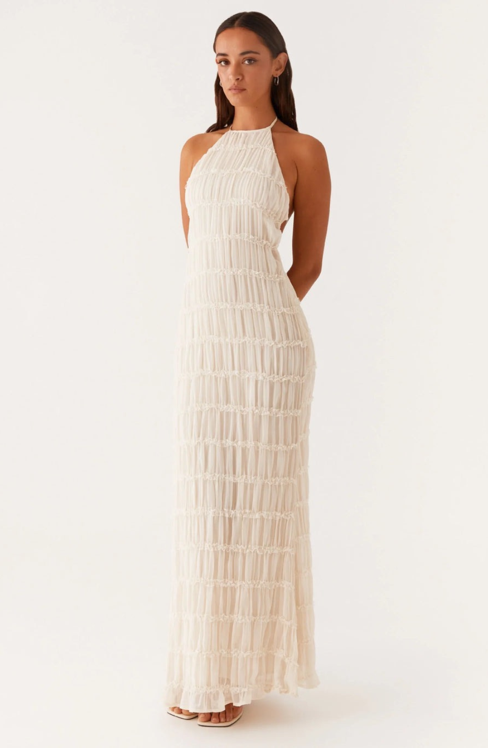 Stella | Cariselle Vestido Maxi Texturizado Con Atadura En El Cuello Karol Firenze