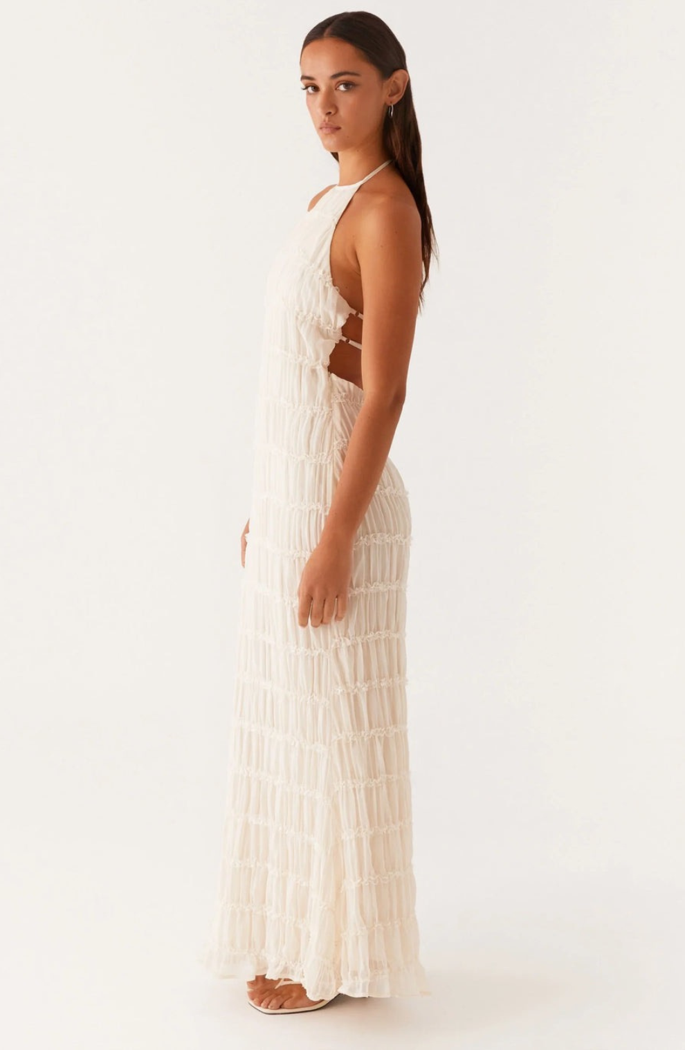 Stella | Cariselle Vestido Maxi Texturizado Con Atadura En El Cuello Karol Firenze
