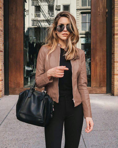 Frida | Chaqueta De Cuero - Elegante - Negra, Cuero Suave, Acabado