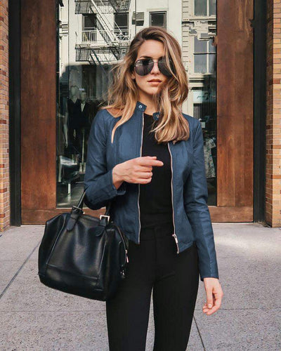 Frida | Chaqueta De Cuero - Elegante - Negra, Cuero Suave, Acabado