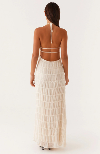 Stella | Cariselle Vestido Maxi Texturizado Con Atadura En El Cuello Karol Firenze
