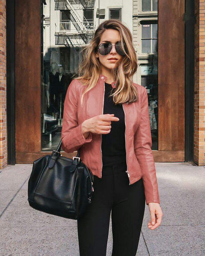 Frida | Chaqueta De Cuero - Elegante - Negra, Cuero Suave, Acabado