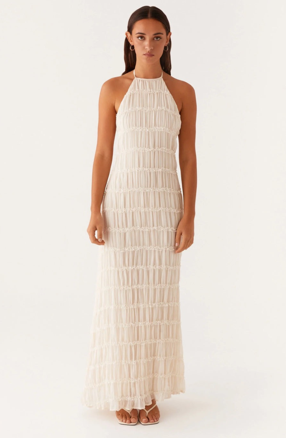 Stella | Cariselle Vestido Maxi Texturizado Con Atadura En El Cuello Karol Firenze