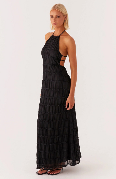 Stella | Cariselle Vestido Maxi Texturizado Con Atadura En El Cuello Karol Firenze