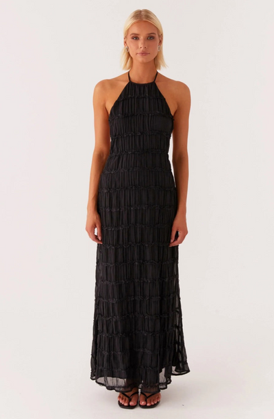 Stella | Cariselle Vestido Maxi Texturizado Con Atadura En El Cuello Karol Firenze