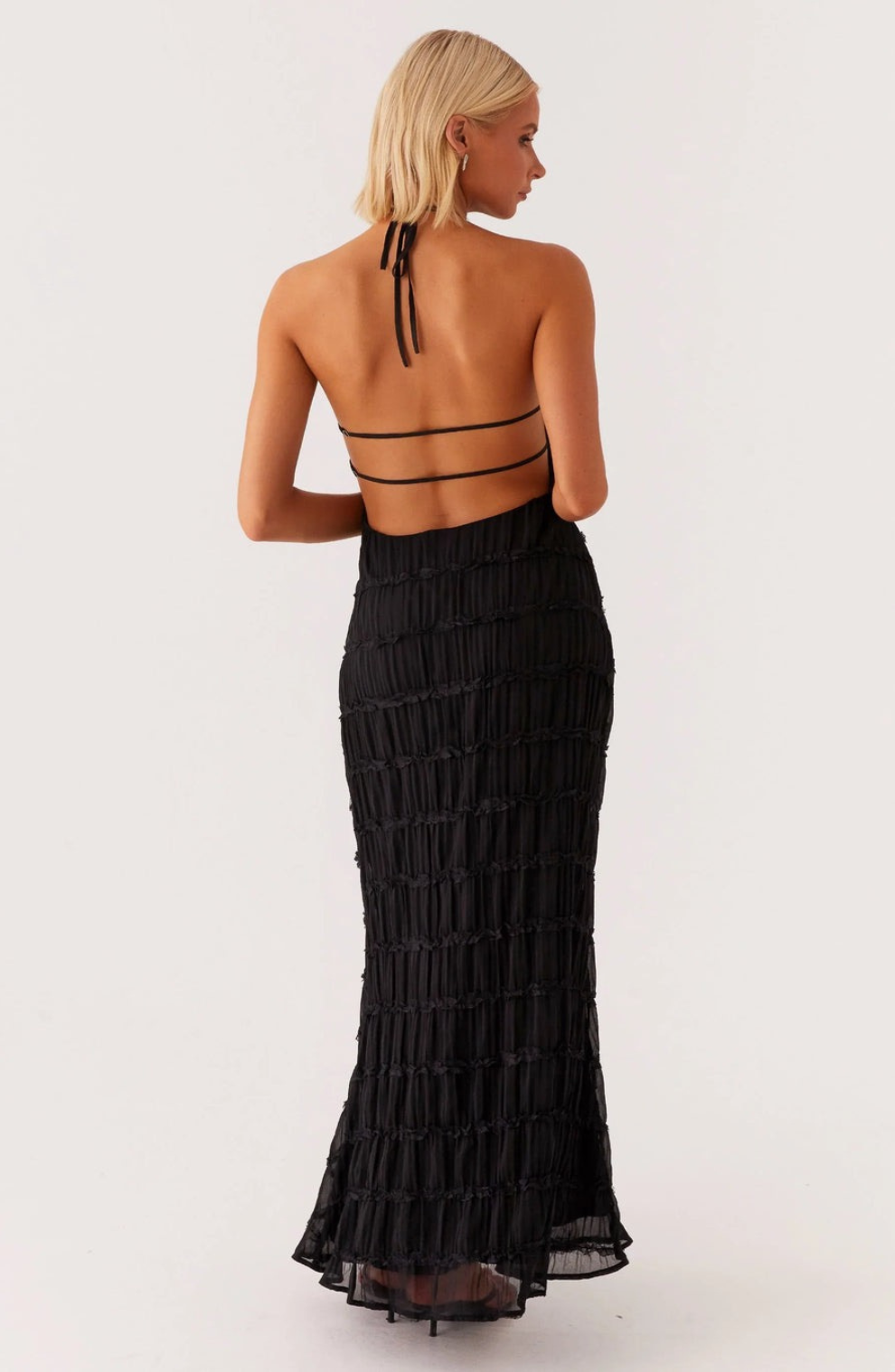 Stella | Cariselle Vestido Maxi Texturizado Con Atadura En El Cuello Karol Firenze