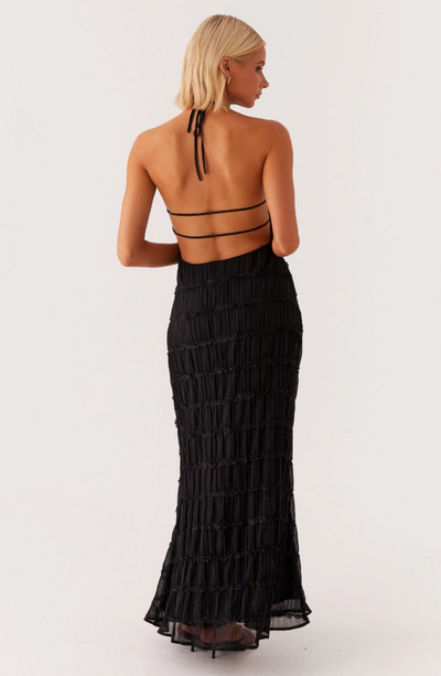 Stella | Cariselle Vestido Maxi Texturizado Con Atadura En El Cuello Karol Firenze