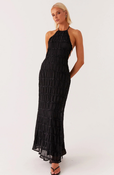 Stella | Cariselle Vestido Maxi Texturizado Con Atadura En El Cuello Karol Firenze