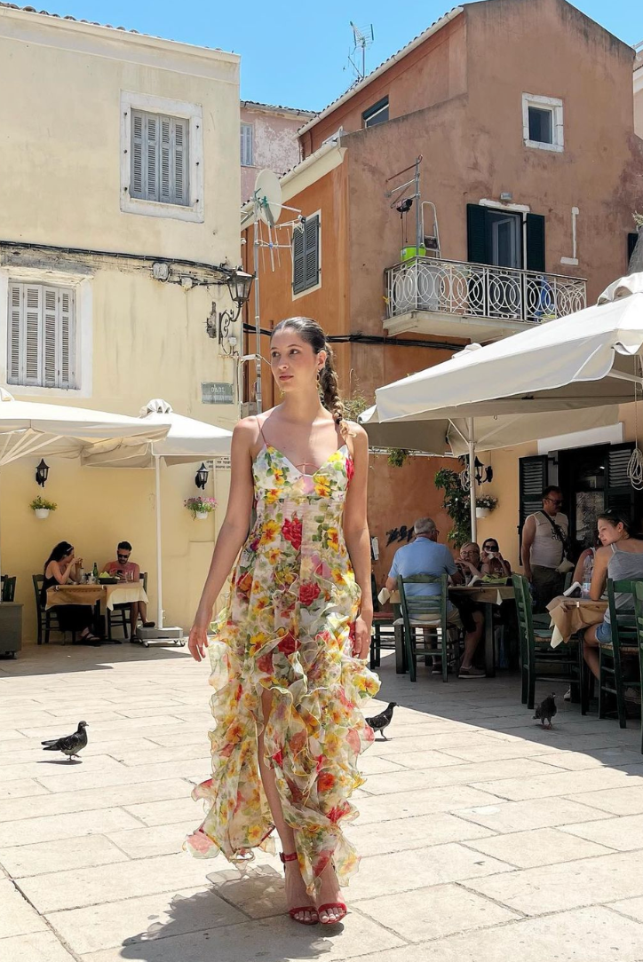 Saskia | Vestido Largo Con Volantes Y Estampado Floral Romántico Mijn winkel