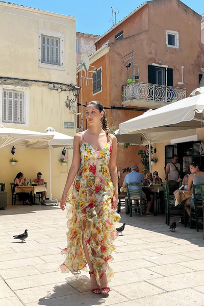 Saskia | Vestido Largo Con Volantes Y Estampado Floral Romántico Mijn winkel