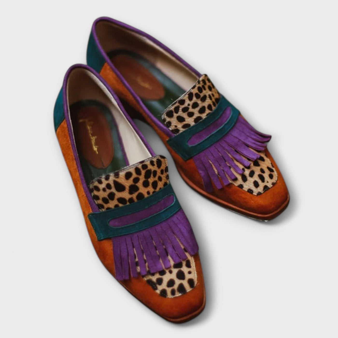 Fallon | Mocasín Marrón Con Estampado De Leopardo