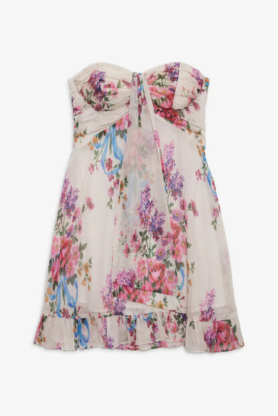 Ismena | Vestido Corto Sin Tirantes Con Estampado Floral Karol Firenze