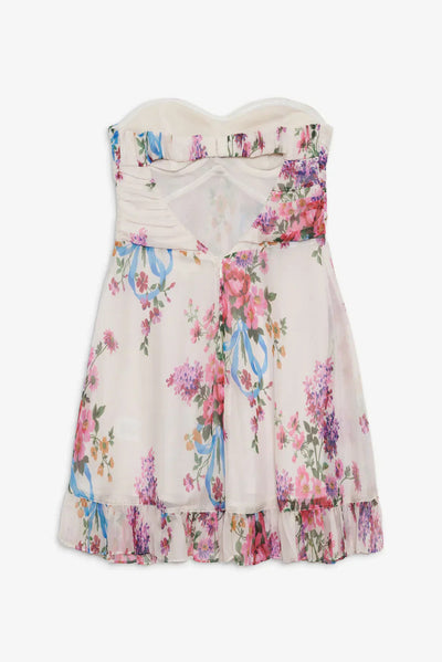 Ismena | Vestido Corto Sin Tirantes Con Estampado Floral Karol Firenze