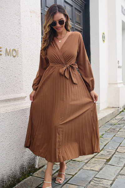 Patricia | Aurelia Vestido Maxi Plisado Con Cinta En La Cintura Karol Firenze