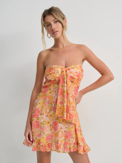 Ismena | Vestido Corto Sin Tirantes Con Estampado Floral Karol Firenze