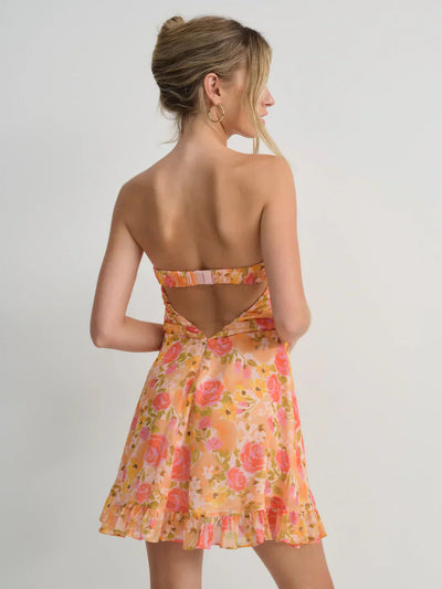 Ismena | Vestido Corto Sin Tirantes Con Estampado Floral Karol Firenze