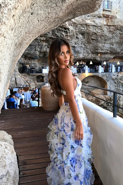 Florentia | Vestido Maxi Floral Con Falda Encapasada Karol Firenze