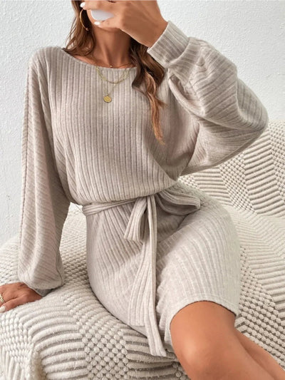 Amaya | Czesława Vestido Mini De Punto Con Cinturón Y Mangas Anchas Karol Firenze