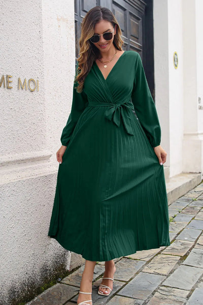 Patricia | Aurelia Vestido Maxi Plisado Con Cinta En La Cintura Karol Firenze