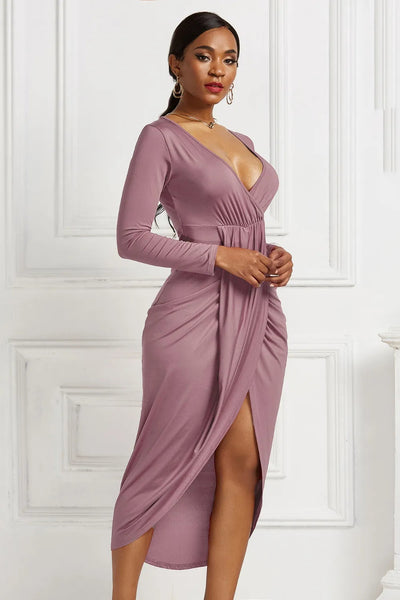 Blanca | Odetta Vestido Midi Cruzado Con Escote Profundo Y Fruncidos Karol Firenze