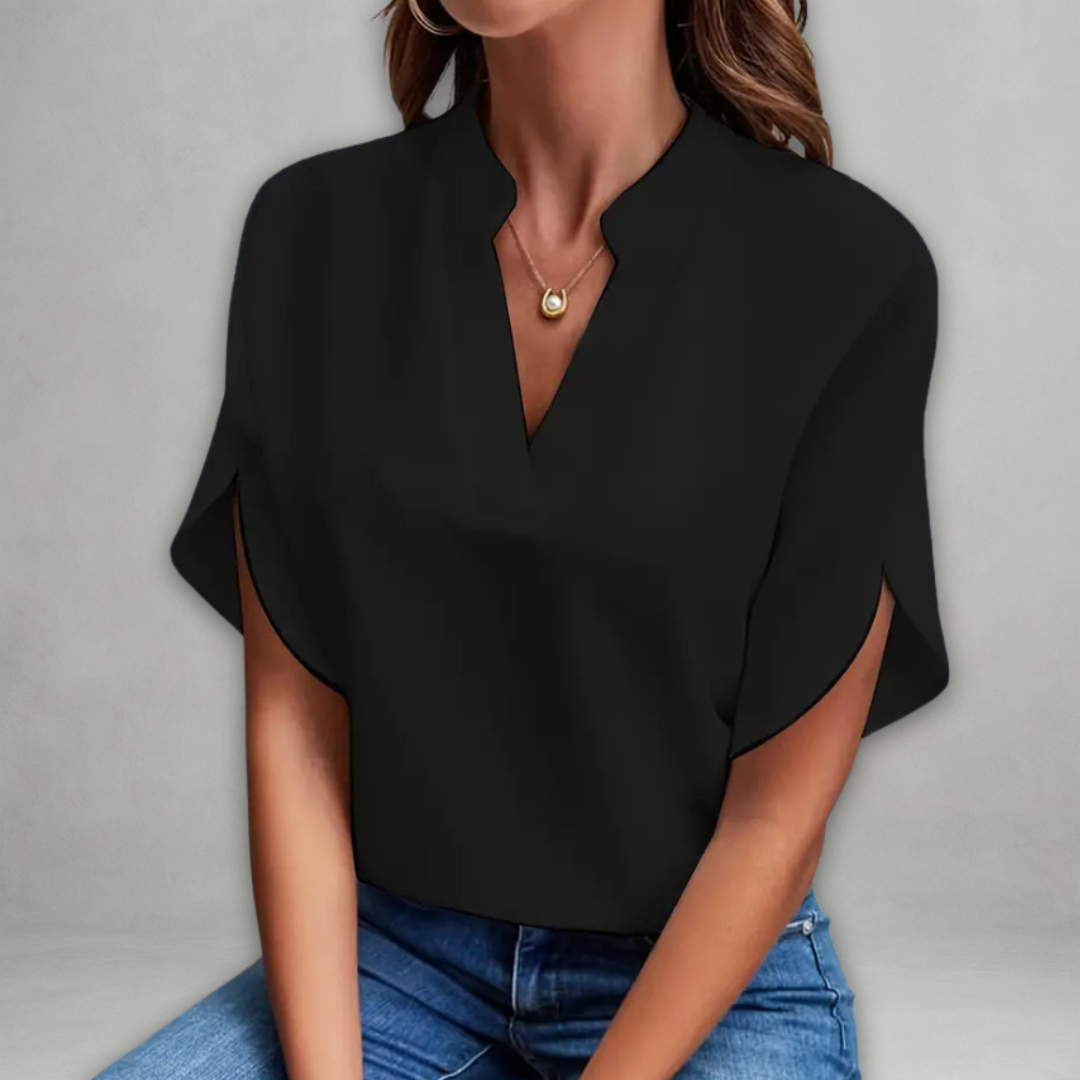 Emily | Blusa Blanca Fluida Con Escote En V Y Mangas Abiertas Mijn winkel