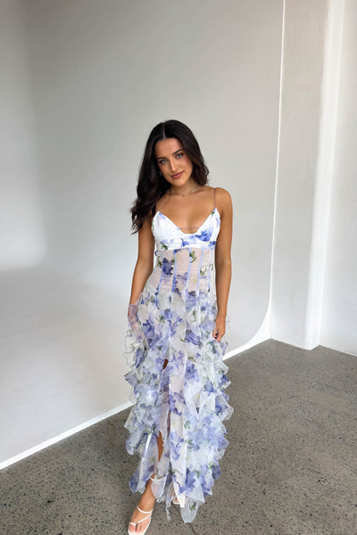 Florentia | Vestido Maxi Floral Con Falda Encapasada Karol Firenze