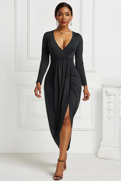 Blanca | Odetta Vestido Midi Cruzado Con Escote Profundo Y Fruncidos Karol Firenze