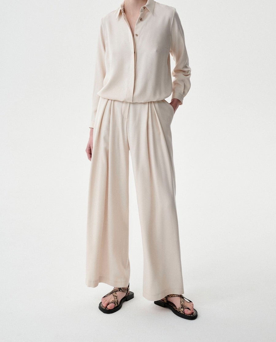 Pantalones de tencel Ibell crema