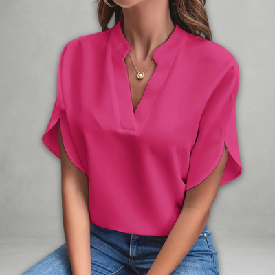 Emily | Blusa Blanca Fluida Con Escote En V Y Mangas Abiertas Mijn winkel