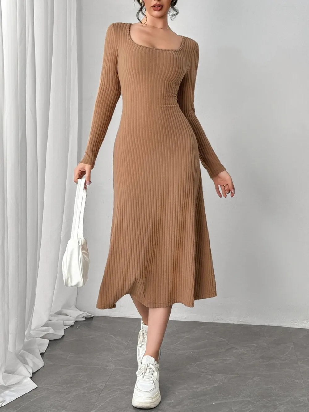Rocío | Cecylia Vestido Midi De Punto Acanalado Karol Firenze