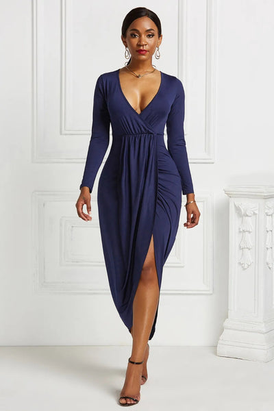 Blanca | Odetta Vestido Midi Cruzado Con Escote Profundo Y Fruncidos Karol Firenze