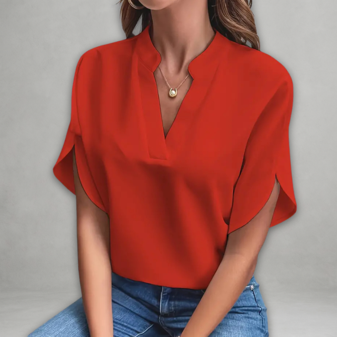 Emily | Blusa Blanca Fluida Con Escote En V Y Mangas Abiertas Mijn winkel