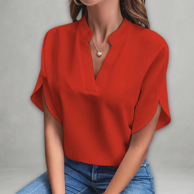 Emily | Blusa Blanca Fluida Con Escote En V Y Mangas Abiertas Mijn winkel