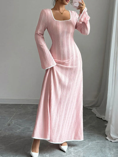 Zoe | Elina Vestido Maxi De Punto Con Mangas Acampanadas – Rosa Karol Firenze
