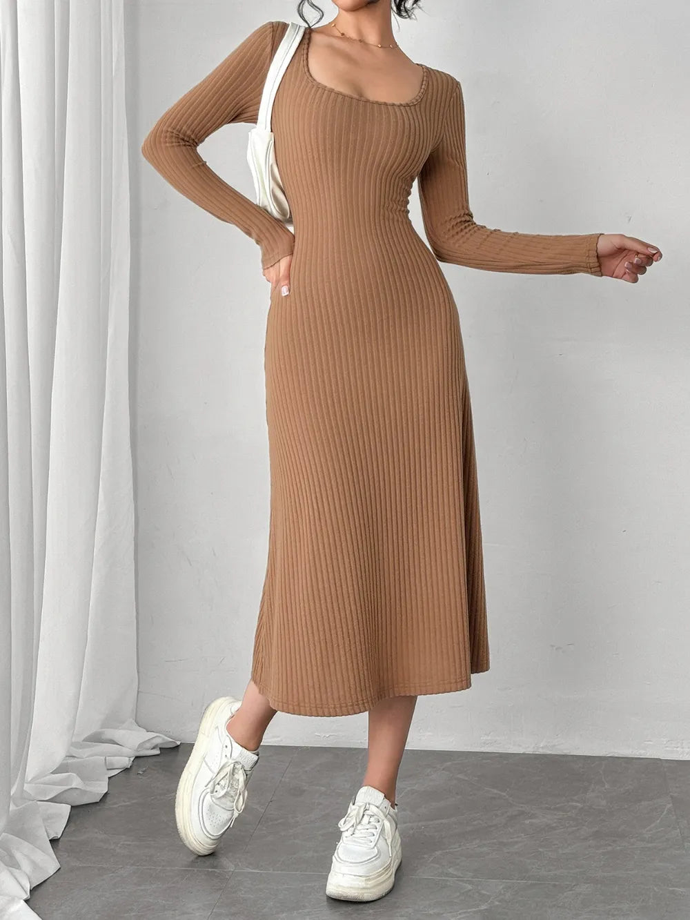 Rocío | Cecylia Vestido Midi De Punto Acanalado Karol Firenze