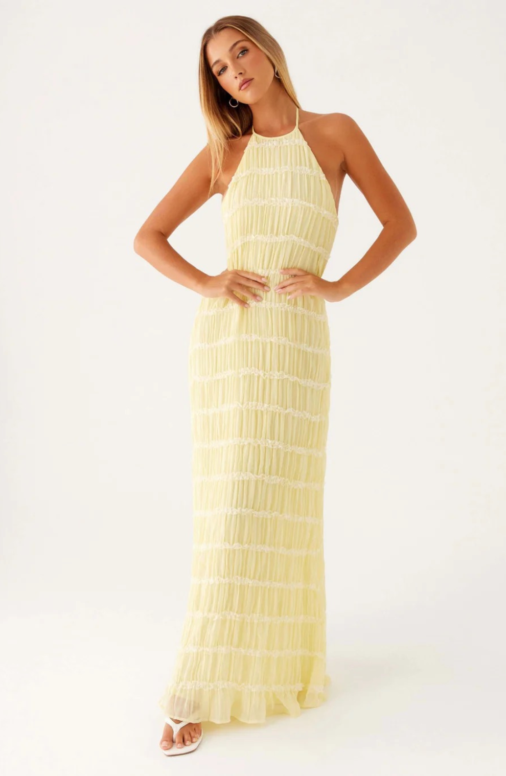 Stella | Cariselle Vestido Maxi Texturizado Con Atadura En El Cuello Karol Firenze