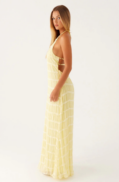Stella | Cariselle Vestido Maxi Texturizado Con Atadura En El Cuello Karol Firenze