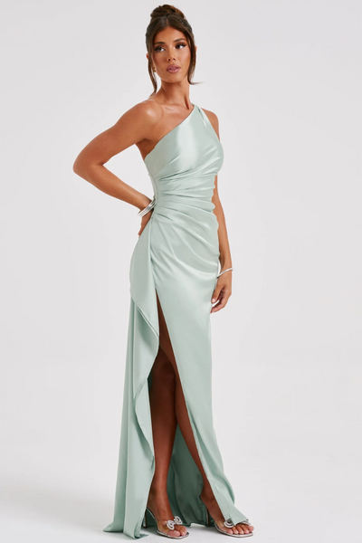 Loralei | Vestido Satinado Con Escote Asimétrico Karol Firenze