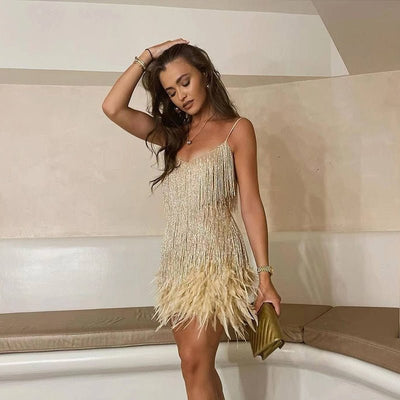 Alba | Avenelle Vestido Con Plumas Karol Firenze