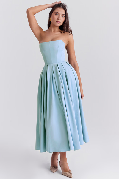Nicole | Vestido Bustier Celeste