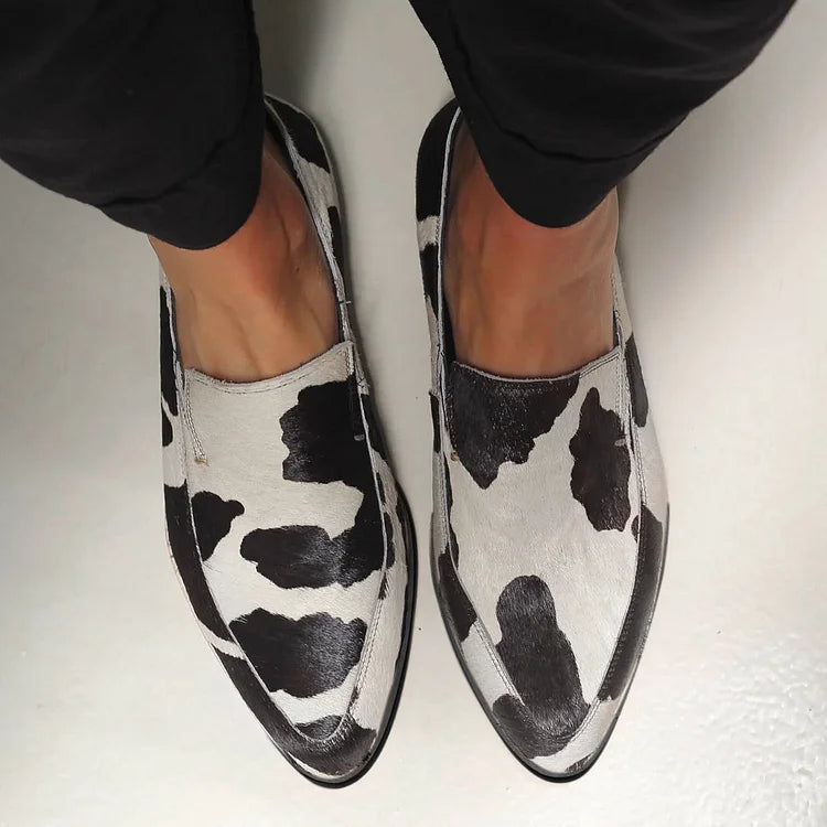 Alba | Mocasines De Estampado De Vaca Con Textura De Pelo