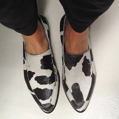 Alba | Mocasines De Estampado De Vaca Con Textura De Pelo