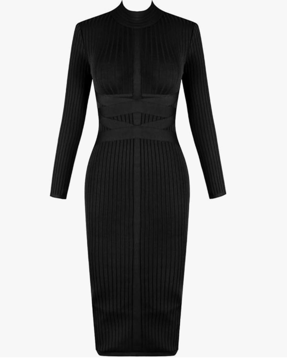 Aurora | Vestido Negro Con Banda De Manga Larga Karol Firenze