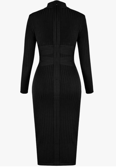 Aurora | Vestido Negro Con Banda De Manga Larga Karol Firenze