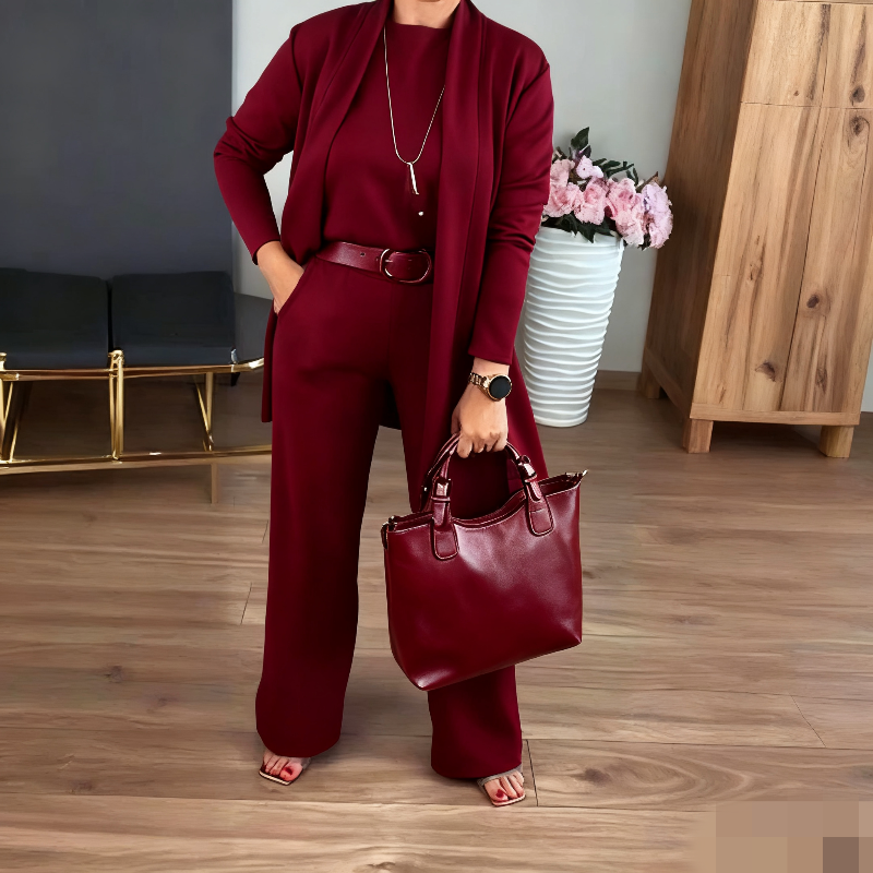 GABRIELLA | Set de 3 Piezas con Cárdigan Largo, Comodidad y Elegancia Versátil